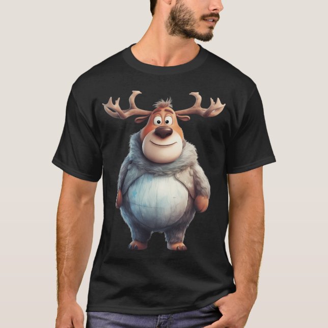 Chubby Reindeer During Christmas.   Number 1 T-Shirt (Front)