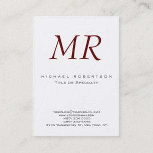 Chubby Retro Monogram White Red Business Card