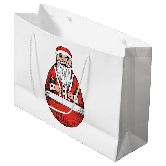 Chubby Rolly Polly Santa Large Gift Bag (Front Angled)