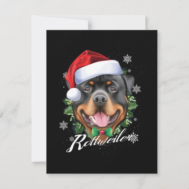 Chubby Rottweiler Dog Christmas RSVP Card (Front)