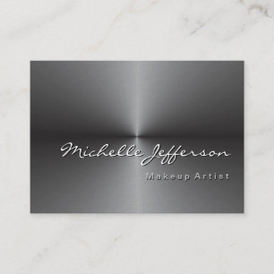 Chubby Rounded Corner Metallic Silver Grey Business Card