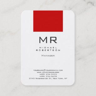 Chubby Rounded Corner White Red Business Card