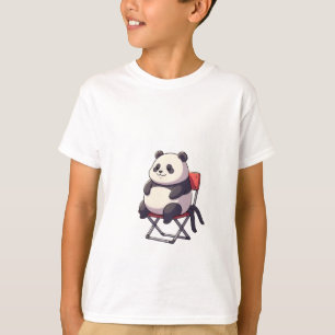 Chubby Sitting Panda Artist Red Chair Kids T-Shirt