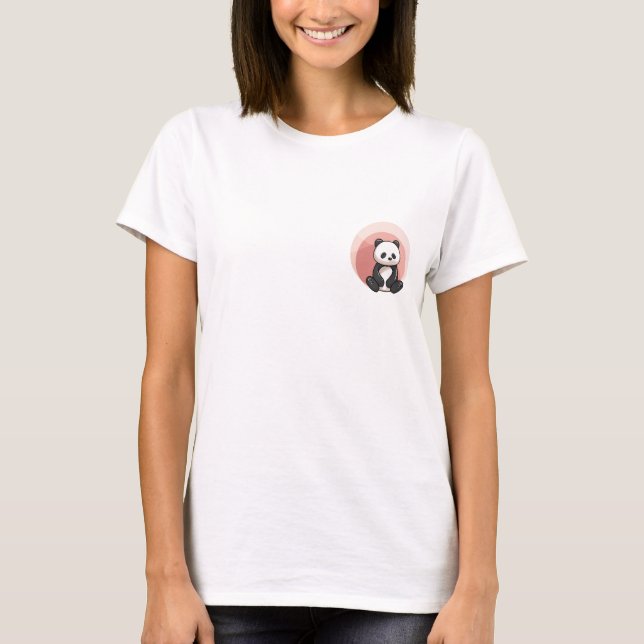 Chubby Sitting Panda Cartoon T-Shirt (Front)