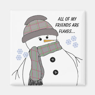 Chubby Snowman with Fun Saying Magnet