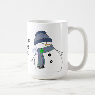 Chubby Snowman with Saying Coffee Mug