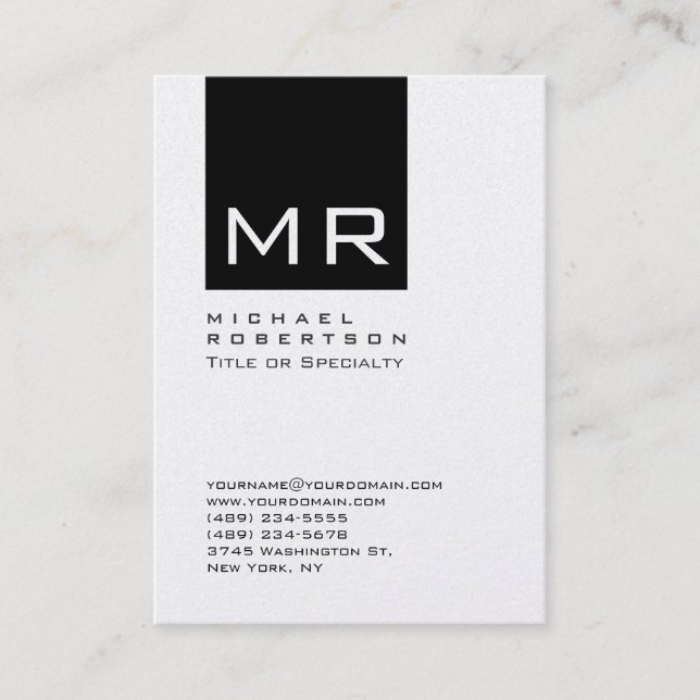 Chubby Stylish Black Monogram Business Card (Front)