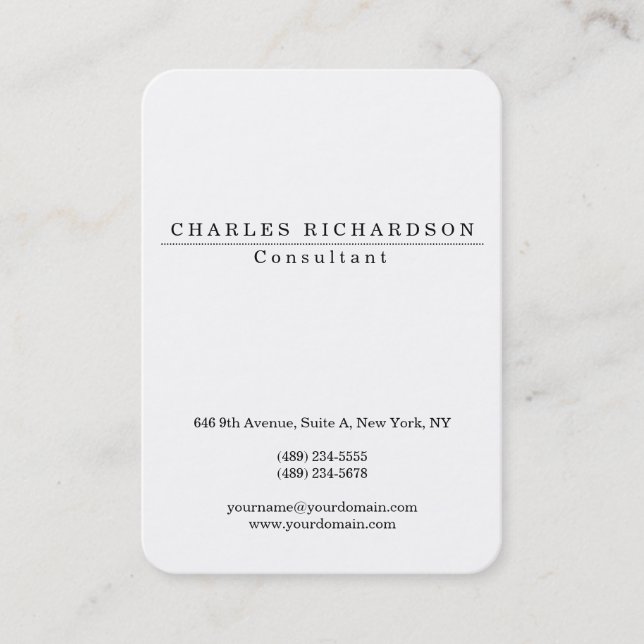Chubby Stylish Classic White Professional Creation Business Card (Front)