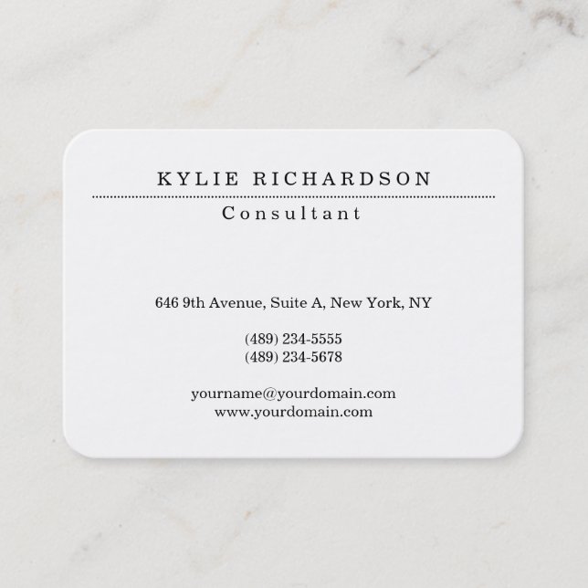 Chubby Stylish Classic White Professional Creator Business Card (Front)