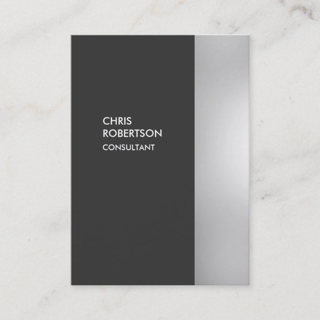 Chubby Stylish Grey Modern Vertical Business Card (Front)