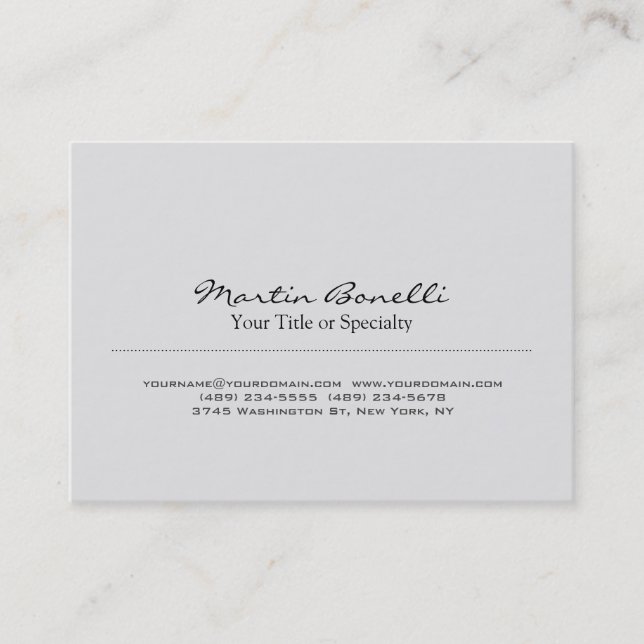Chubby Stylish Grey Professional Business Card (Front)