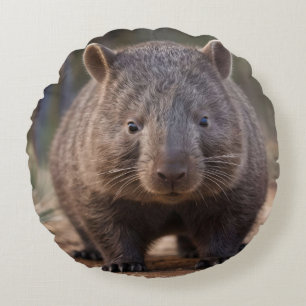 Chubby The Australian Wombat, Round Cushion