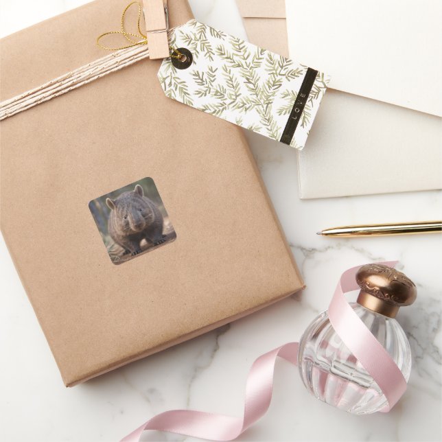 Chubby The Australian Wombat,  Square Sticker (Gifting)