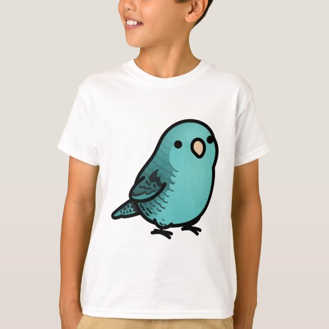 Chubby Turquoise Lineolated Barred Parakeet T-Shirt (Front)