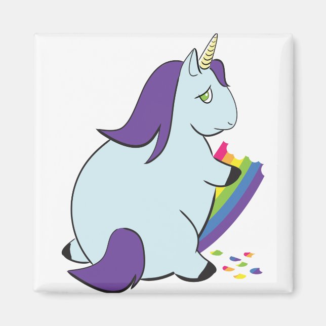 Chubby Unicorn Eating Rainbow Magnet (Front)