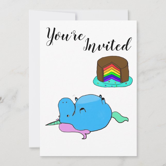 Chubby Unicorn Party Invitation (Front)