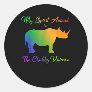 Chubby Unicorn Rhino Funny Cute Adorable AnimaC Classic Round Sticker
