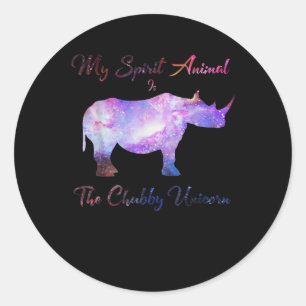 Chubby Unicorn Rhino Funny Cute Adorable Animal Classic Round Sticker