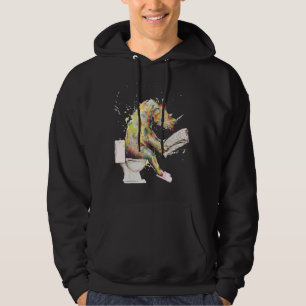 Chubby Unicorn Rhino Sitting On Toilet Humour Read Hoodie