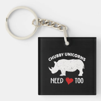 Chubby Unicorns Needs Love Too  Rhino Rhinoceros . Key Ring