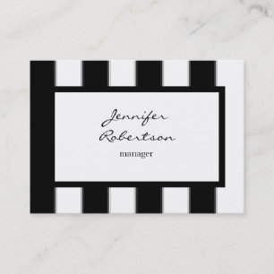 Chubby Vertical Black White Stripes Plain Modern Business Card