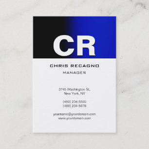 Chubby Vertical Blue Black White Business Card
