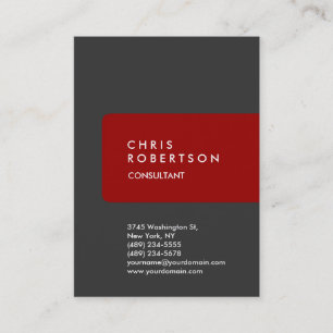 Chubby Vertical Grey Background Red Business Card