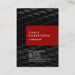 Chubby Vertical Grey Pattern Red Business Card