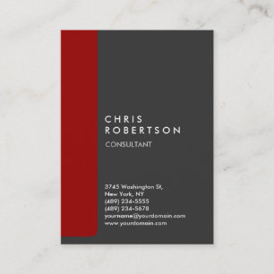 Chubby Vertical Grey Red Trendy Business Card