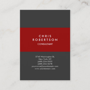 Chubby Vertical Red Grey Minimalist Business Card