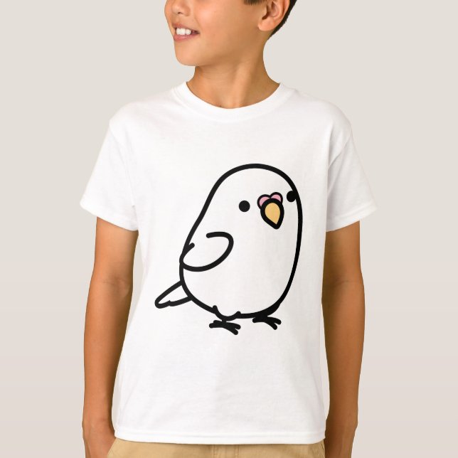 Chubby White Albino Budgie T-Shirt (Front)