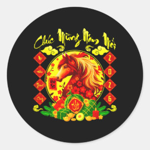 Chuc Mung NAM Moi Happy New Year 2026 Horse Classic Round Sticker