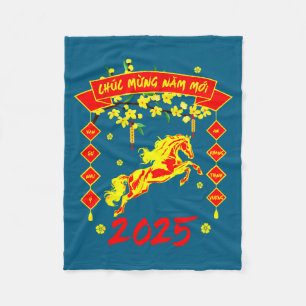 Chuc Mung Nam Moi Happy Vietnamese Lunar New Year  Fleece Blanket