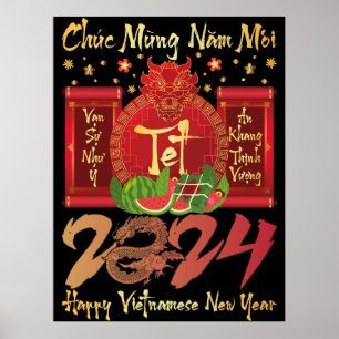 Chuc Mung Nam Moi Happy Vietnamese New Year 2024 Poster