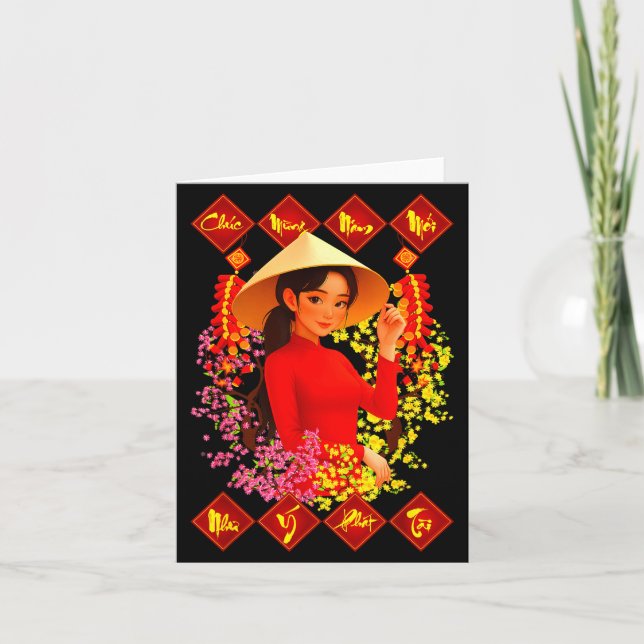 Chuc Mung Nam Moi Tet Binh Ngo 2026 Vietnamese Gir Card (Front)