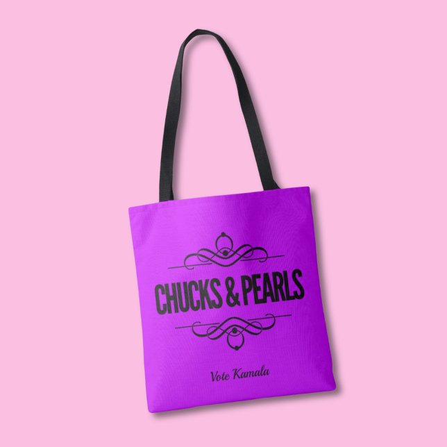 Chucks & Pearls Vote Kamala Purple Tote Bag (Creator Uploaded)