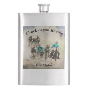 Chuckwagon Racing Big Mules Hip Flask