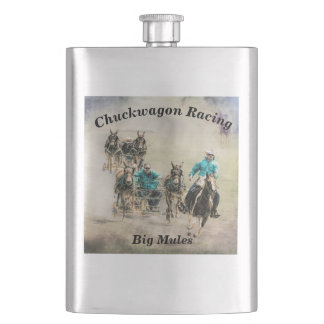 Chuckwagon Racing Big Mules Hip Flask