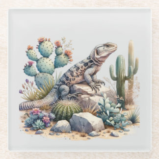 Chuckwalla Chillin Glass Coaster