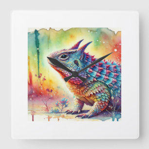 Chuckwalla in the Desert Sun 030924AREF107 - Water Square Wall Clock