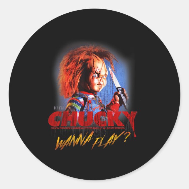 Chucky Halloween Design W Play  Classic Round Sticker (Front)