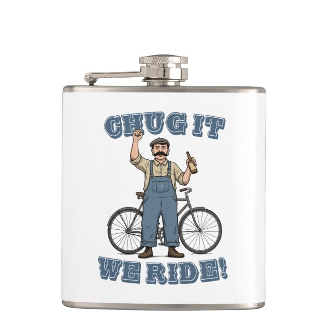 Chug It We Ride Cycling Hip Flask (Front)