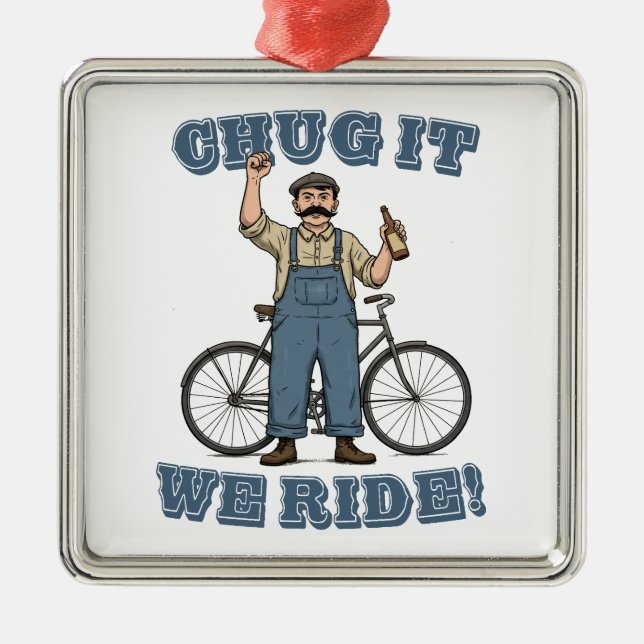 Chug It We Ride Cycling Metal Tree Decoration (Front)