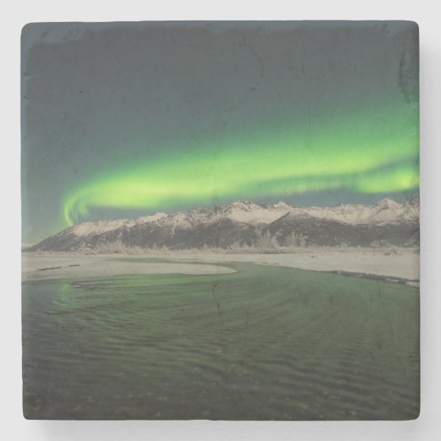 Chugach Aurora Stone Coaster (Front)
