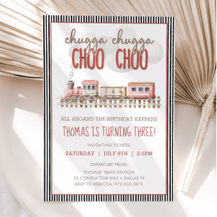 Chugga Chugga CHOO CHOO Train Birthday Invitation