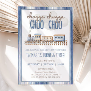 Chugga Chugga CHOO CHOO Train Birthday Invitation