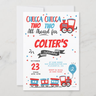 Chugga Chugga Choo choo Train Birthday Party Invitation