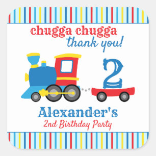 Chugga Chugga Train Birthday Favour Square Sticker