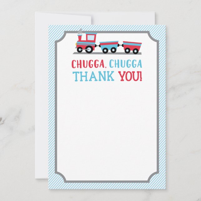 Chugga Chugga Train Party Thank You Card (Front)