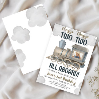 Chugga Chugga Two Two 2nd Birthday Invitation